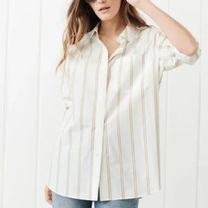 Jenni Kayne Taupe Stripe Boyfriend Shirt